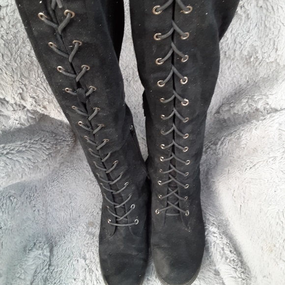 SHOES | Black Over The Knee Lace Up Boots! - Picture 3 of 8